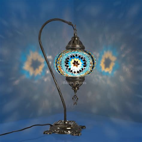 Swan Goose Neck Mosaic Table Lamp 6 5 Inch Globe Turkish Lamp Etsy