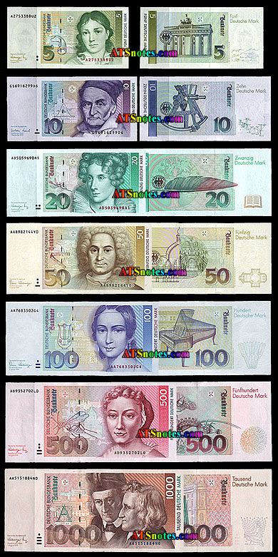 Before the first official german coins, there was the hamburg mark and the bremen thaler. German Federal Republic banknotes - West Germany paper money catalog and West German currency ...
