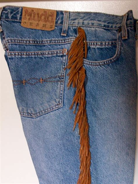 Vintage High Waisted Jeans Cowgirl Fringe Suede