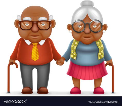 Afro American Cute Smile Happy Elderly Couple Old Vector Image
