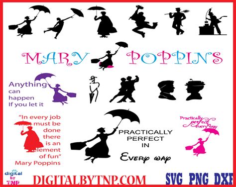 Mary Poppins SVG, Mary Poppins Silhouette, Mary Poppins 