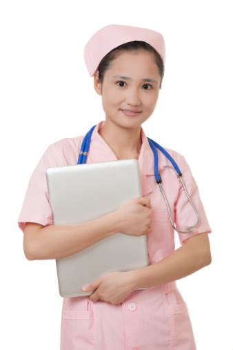 중국 간호사 흰색 바탕에 그림자와 간호사에 대한 스톡 사진 및 기타 이미지 간호사 건강관리와 의술 노트북 Istock