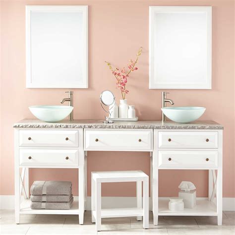 Find out more in our cookies & similar technologies policy. 60" Venica Teak Vessel Sink Vanity with Makeup Area - Gray ...