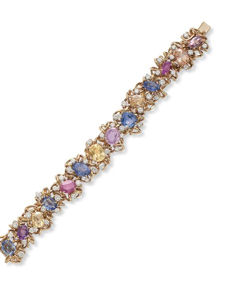 A Multi Colored Sapphire Diamond And Gold Bracelet Christies