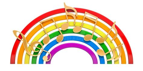 Rainbow With Music Notes 3d Rendering Stock Illustration