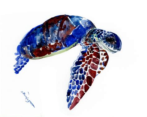 Sea Turtle Artwork Original Watercolor Painting Etsy In Sea