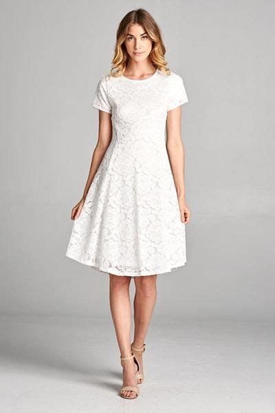 Lace Perfection White Short Sleeve Dress Modest White Dress Chic