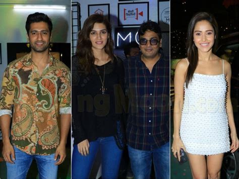 vicky kaushal kriti sanon nushrat bharucha and others are all smiles as they attend mukesh