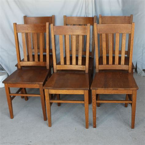 Find upholstered dining room chairs, wood dining room chairs and more to outfit any space designated for a good meal, be it in your home or in the great outdoors. Bargain John's Antiques | Antique Set of Six Matching Oak Mission Arts and Crafts Dining Chairs ...