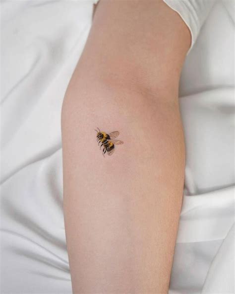 Micro Realistic Bee Tattoo On The Inner Forearm