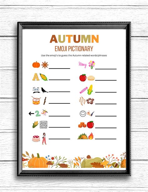 Fall Emoji Pictionary Printable Autumn Games Fall Time Etsy