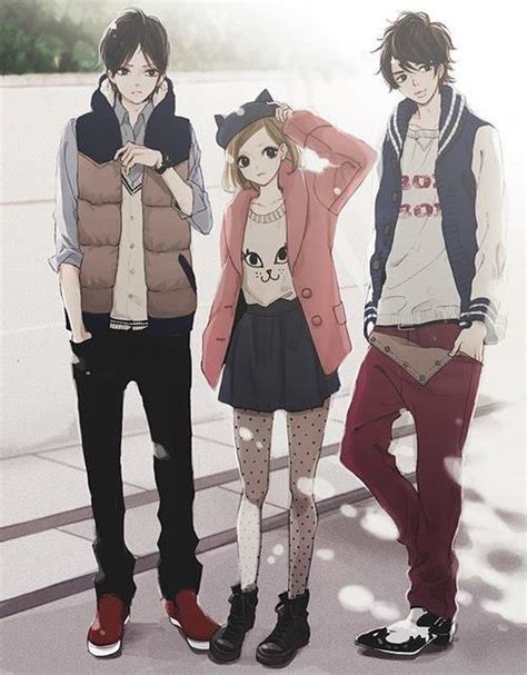 Anime Manga And Boy Image 1 Girl And 2 Boys Friends Book Cover