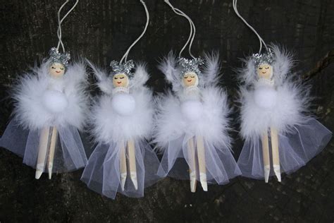 Wooden Fairy Peg Doll White Clothes Pin Ornaments Diy Christmas