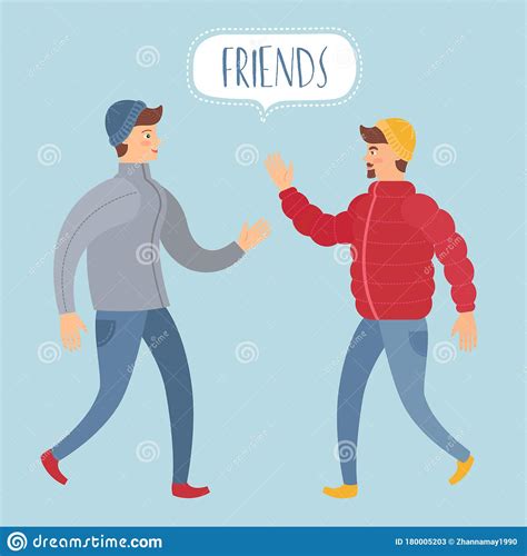 Meeting Of Two Friends Guys Stock Illustration Illustration Of