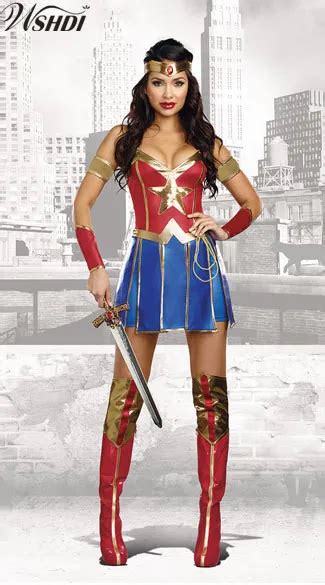 Adult Wonder Woman Costume Superhero Supergirl Women Costume Halloween Cosplay Fancy Dress Top