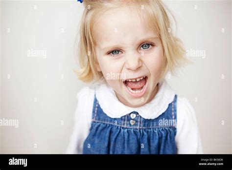 Young Girl Yelling Stock Photo Alamy