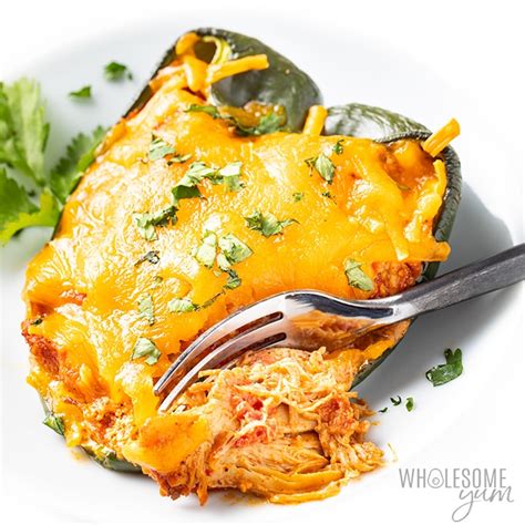 Keto Mexican Stuffed Poblano Peppers Recipe (Chicken ...