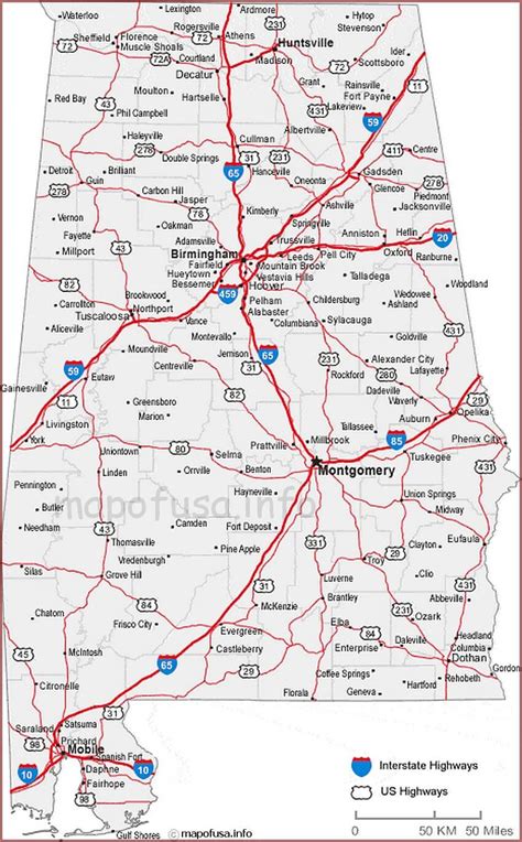 Map Of Alabama Us States Map Of Usa World Map