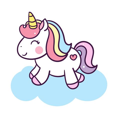 Unicorn Cartoon On Cloud Pastel Color Doodle Style For Kid Unicorn