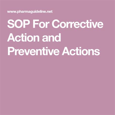 Sop For Corrective Action And Preventive Actions Correction