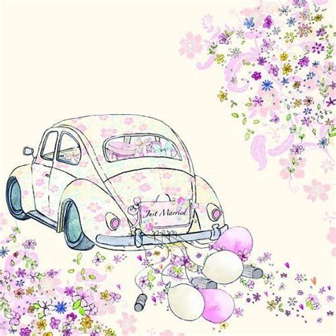Trends und ideen für eure hochzeit. Serviette Ambiente Just married mit Auto + Schriftzug für ...