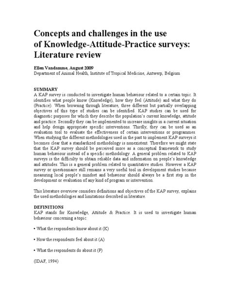 Concepts And Challenges In The Use Of Knowledge Attitude Practices