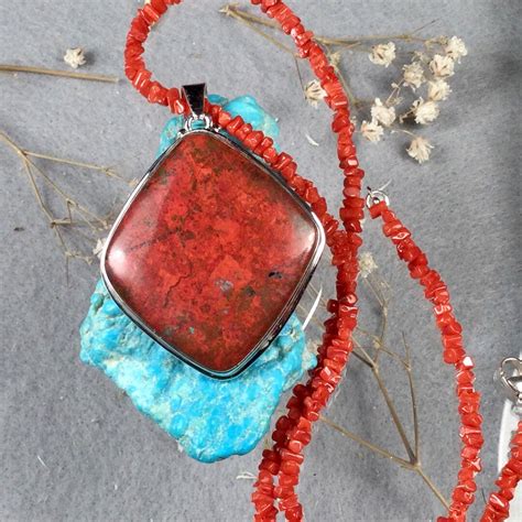 Sonora Cuprite Pendant In Sterling Silver 43x65 Mm Stone From Mexico