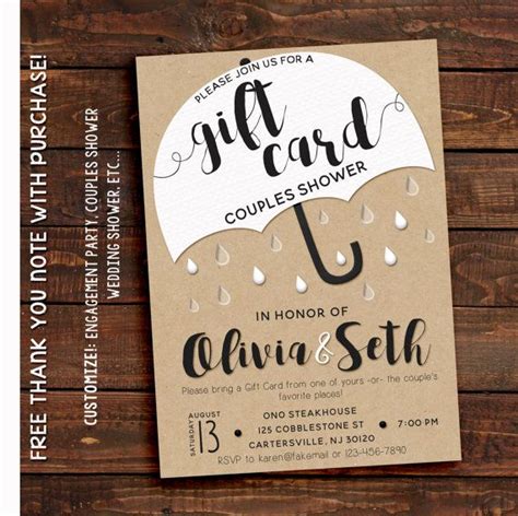 Massive editable templates to choose, easy to customize, try it fotojet's baby shower invitation maker has plenty of templates to help you create your own invitations easily. Gift Card Shower Invitation | Couples shower invitations ...