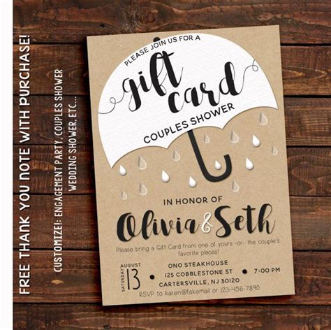 Announce the birth of your baby with our free printable baby cards. Gift Card Shower Invitation | Couples shower invitations ...