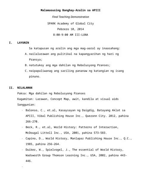 Docx Ma Lamas Using Banghay Aralin Sa Araling Panlipunan Dokumen Tips