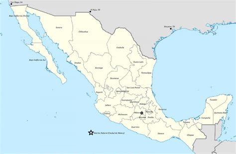 Mexico States Map States Of Mexico Map Central America Americas