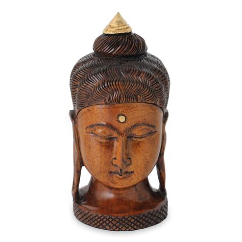 Artisan Crafted Young Buddha Antiqued Wood Statuette Buddha Inspired