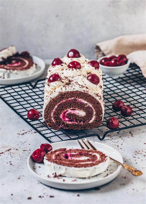 Black Forest Cake Roll (Vegan Swiss Roll) | Cake roll, Cake roll recipes, Chocolate roll cake