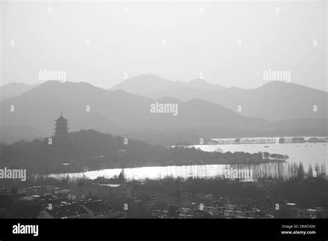 View Of Leifeng Pagoda From City God Pavilion In Hangzhou China Stock