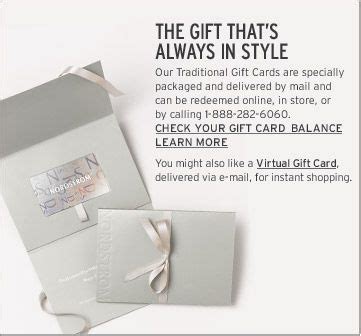Check your nordstrom gift card balance by either visiting the link below to check online or by calling the number below and check by phone. Gift Cards | Nordstrom | Gift card, Virtual gift cards ...