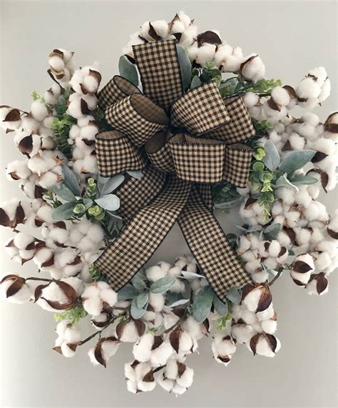 Cotton Boll Wreath Springsummer Wreath Etsy Wreaths Lambs Etsy