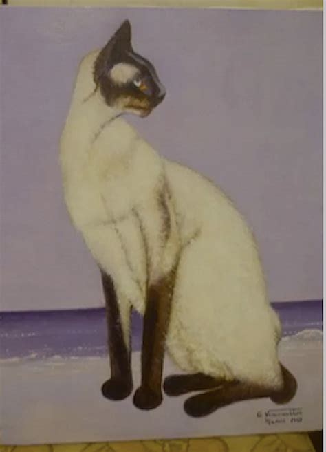 Lovely Vintage Oil Painting Of A Siamese Cat At The Beach By Etsy