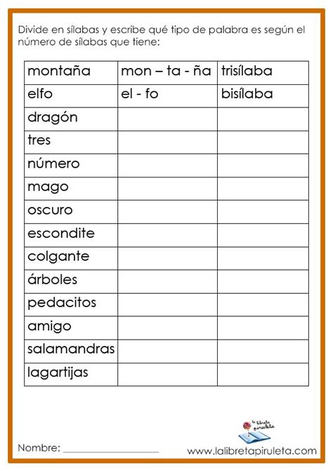 Division De Silabas En Espanol