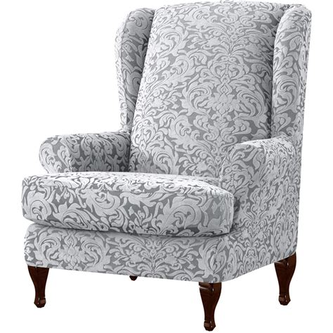 Follow the same steps to make a slipcover for a chair of any size. Subrtex Stretch 1-Piece Jacquard Damask Wing Chair ...