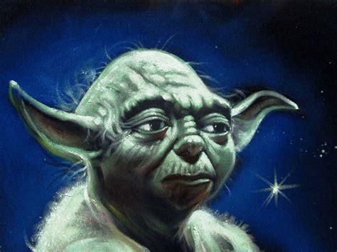 Yoda Star Wars Original Oil Painting On Black Velvet By Santos Llam