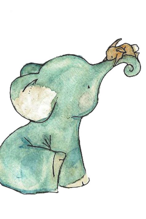 Download Watercolor Baby Elephant Png Cute Elephant Drawing Kawaii