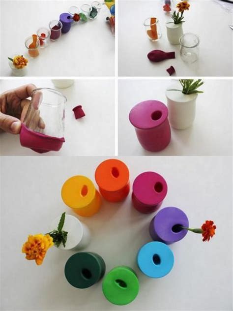 Balloons Around Cups As Colorful Vases Balloon Diy Diy Vase Diy Crafts
