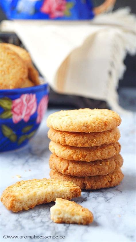 Eggless Coconut Cookies Recipe Indian Style Crispy Coconut Biscuits