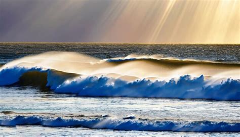 Premium Ai Image A Wave Breaks In The Ocean With A Sun Rays Shining