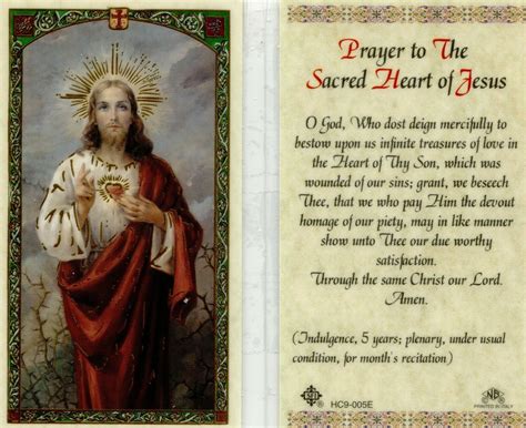 Prayer To The Sacred Heart Of Jesus Holy Card Item Eb961 Wounded Of