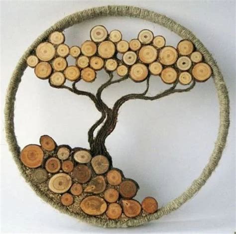 A Tree That Is Made Out Of Wood And Has Been Placed In A Circular Basket