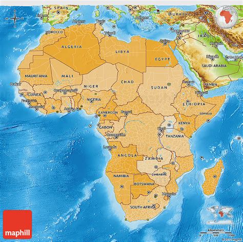 Political Shades 3d Map Of Africa Physical Outside