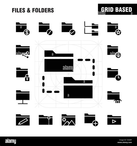 Files And Folders Solid Glyph Icon Pack For Designers And Developers