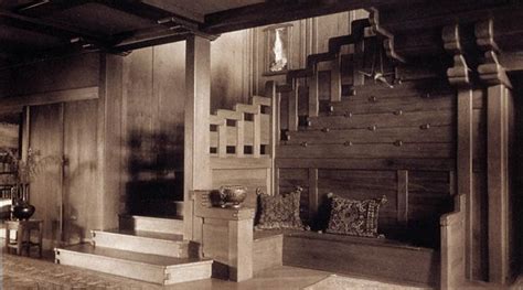 The triple front door and transom feature a japanese black pine motif in plated (more than one layer) leaded art glass. Gamble House History | Greene & Greene | Architecture ...