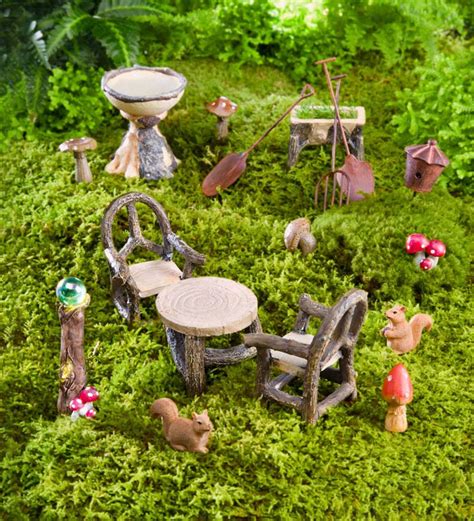 Fairy Garden Woodland Furniture 17 Piece Set Wind And Weather